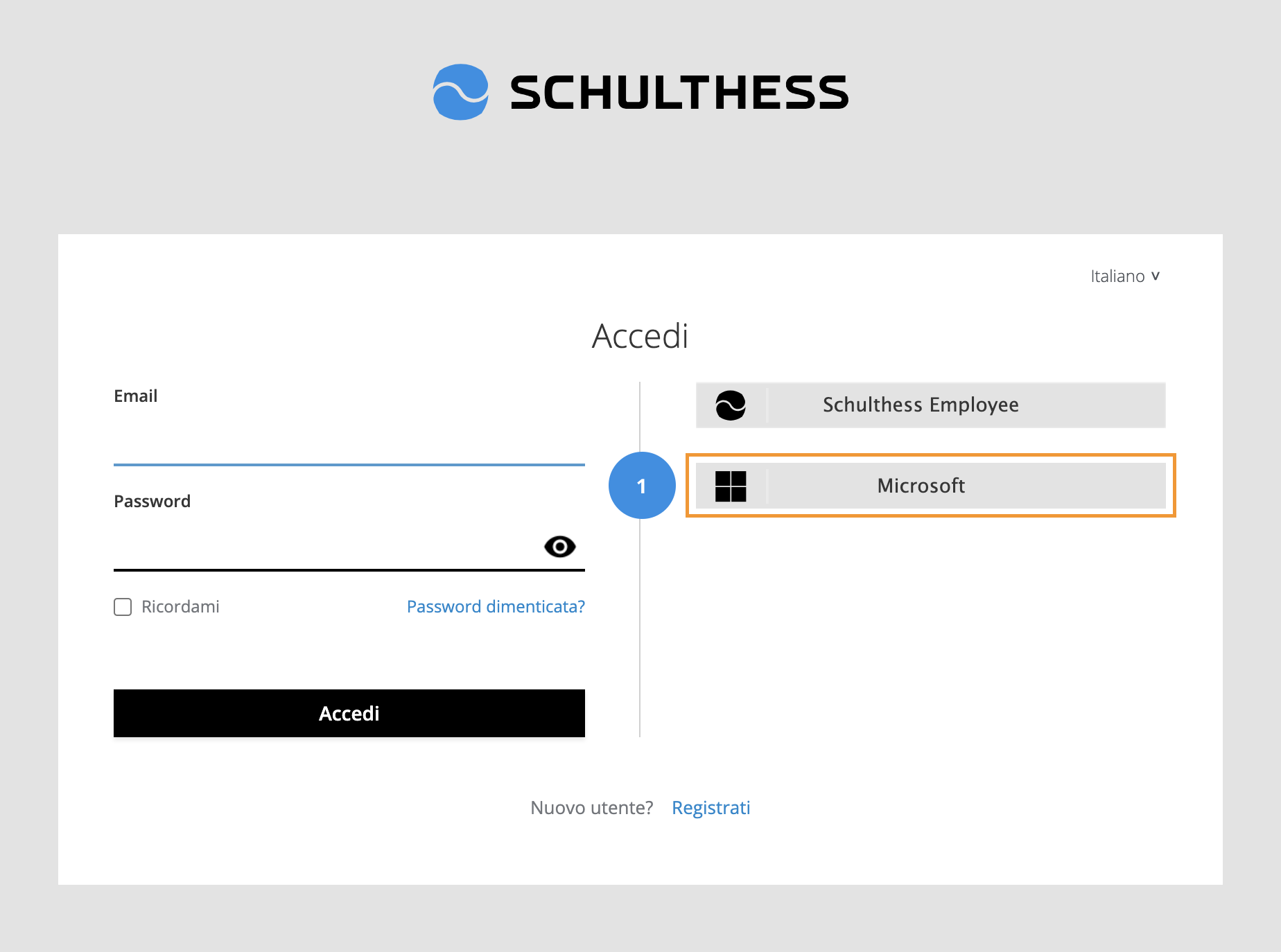 SIGN IN By Microsoft "Accedi"