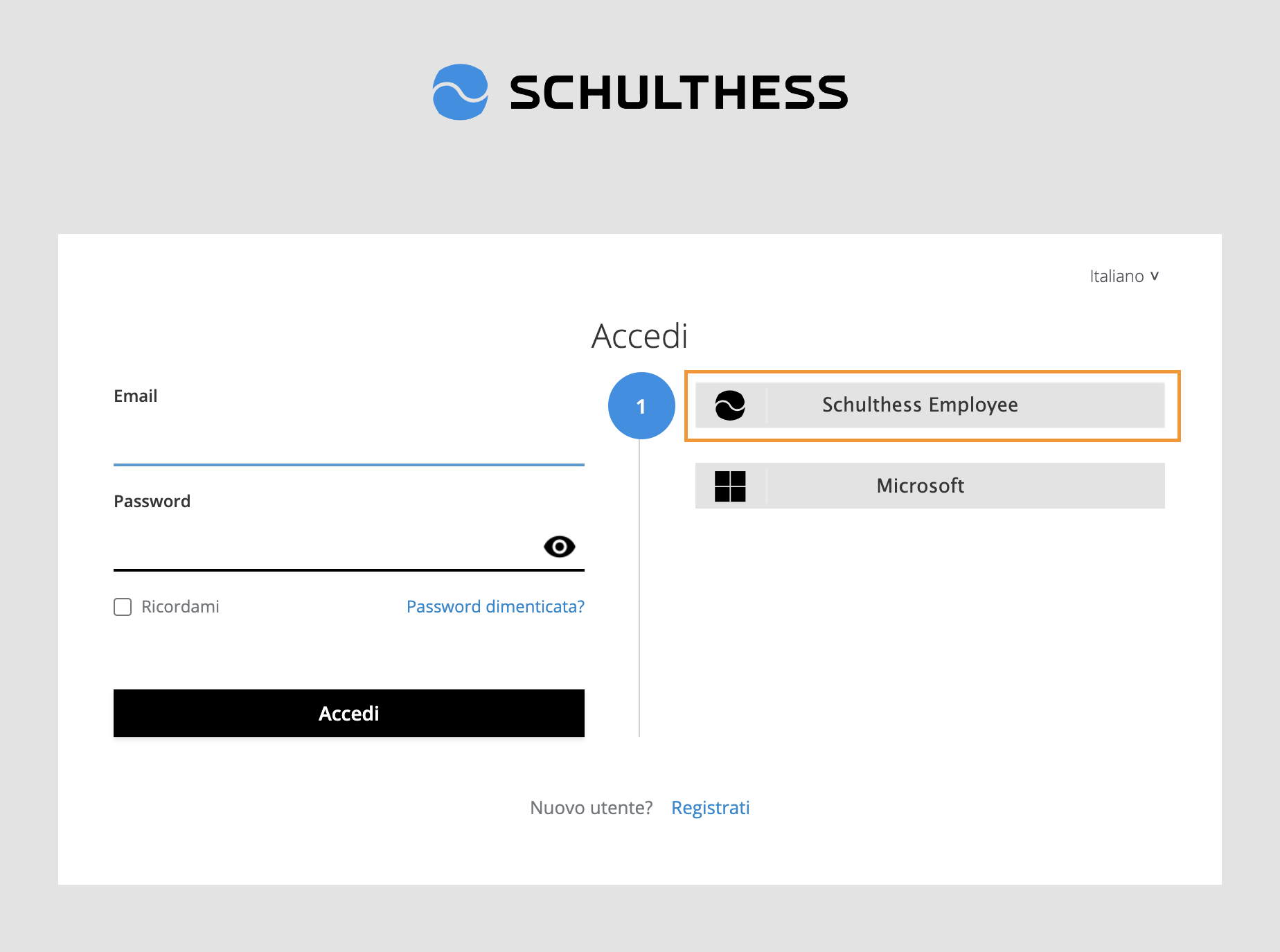SIGN IN By Schulthess Employee "Accedi"